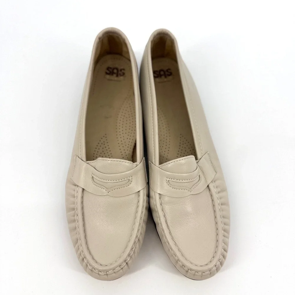 SAS Women's 10 Timeless Wink Tripad Penny Loafers Bone Leather Comfort Shoes